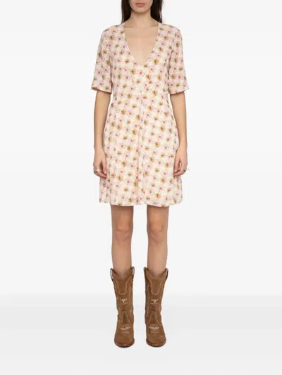 Zadig & Voltaire Floral-print Mini Dress In Neutral