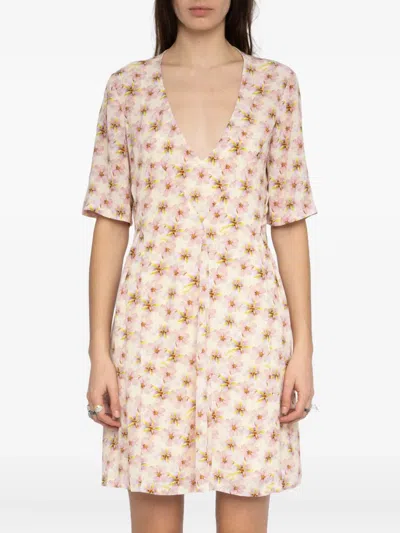Zadig & Voltaire Floral-print Mini Dress In Neutral