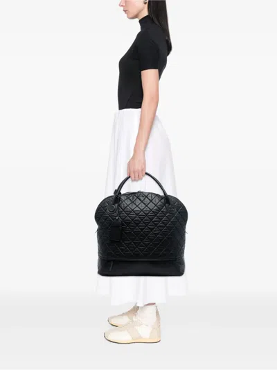 Pre-owned Chanel 2011 Xl Quilted Coated Canvas Horizontal Sport Weekender Travel Bag In Black