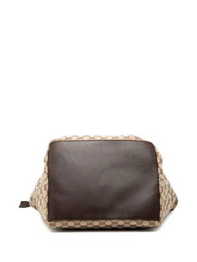 Pre-owned Gucci 2000-2015 Gg Canvas Web Tote Bag In Brown