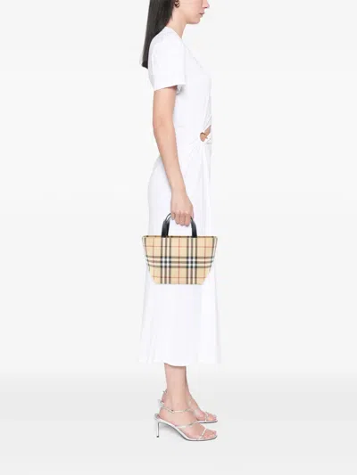 Pre-owned Burberry 2000-2017 Mini House Check Canvas Tote Bag In Brown