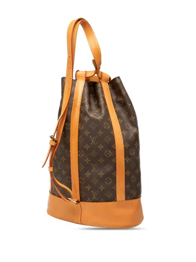 Pre-owned Louis Vuitton 1992 Monogram Randonnee Gm Backpack In Brown