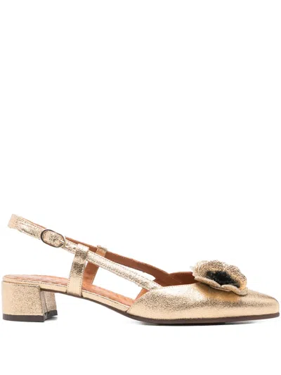 Chie Mihara Flower Heeled Pumps In Gold