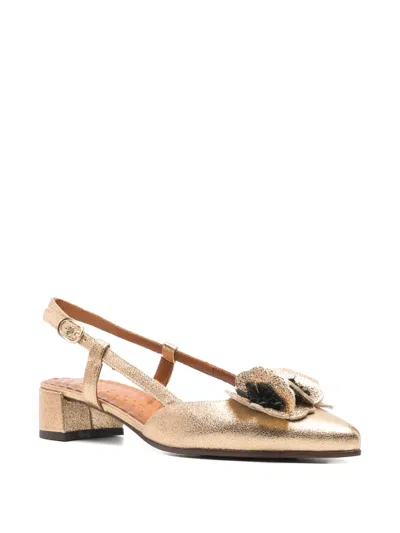 Chie Mihara Flower Heeled Pumps In Gold