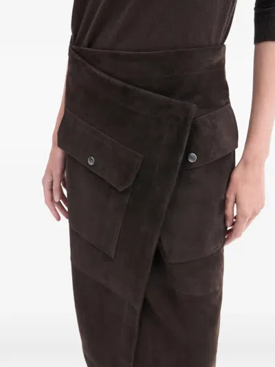 Co Collection Suede Midi Skirt In Brown