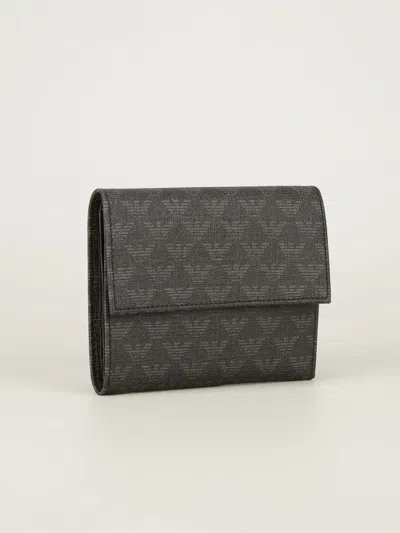 Emporio Armani Fold Over Wallet In Gray