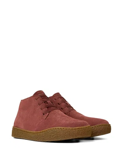 Camper Peu Terreno Laced Boots In Burgundy