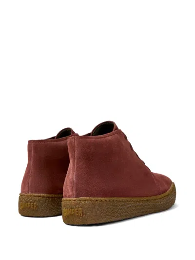 Camper Peu Terreno Laced Boots In Burgundy