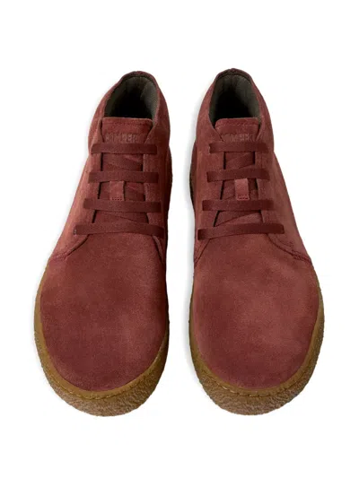 Camper Peu Terreno Laced Boots In Burgundy