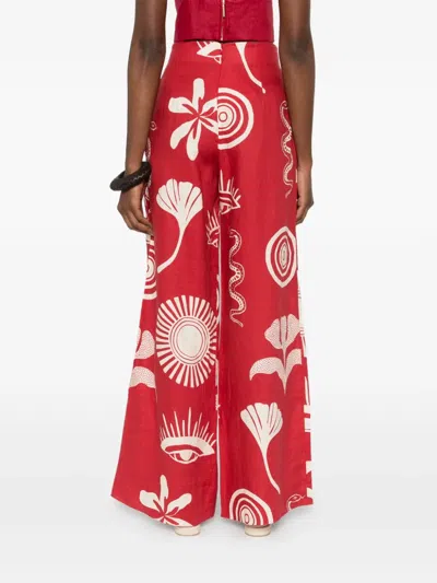 Cala De La Cruz Toya High-waist Graphic Trousers In Red