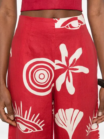 Cala De La Cruz Toya High-waist Graphic Trousers In Red