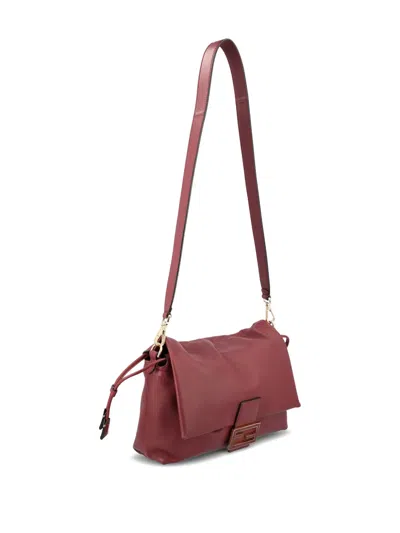 Fendi Medium Mamma Baguette Leather Shoulder Bag In Burgundy