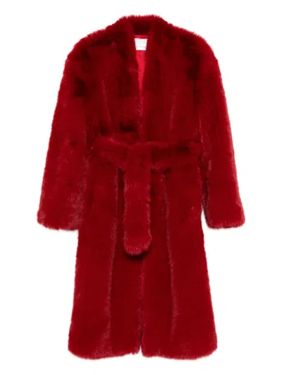 The Frankie Shop Destiny Padded Faux-fur Coat In Red