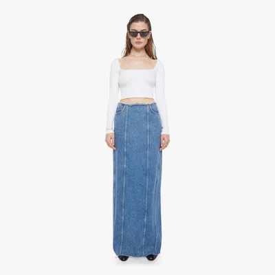 Mother Snacks! The Chip Clip Maxi Fray Jerky Skirt In Blue