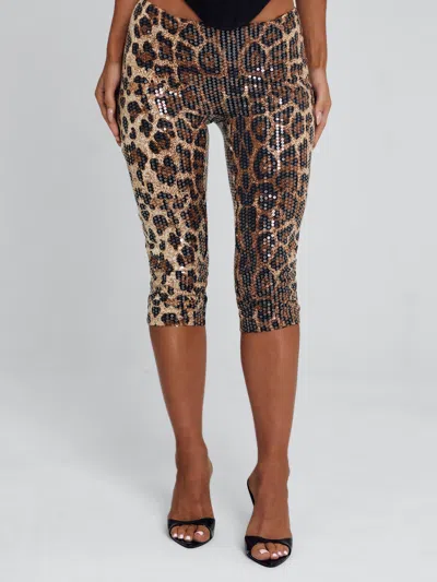 Outcast Eira Capri Pant Leopard Sequin In Black