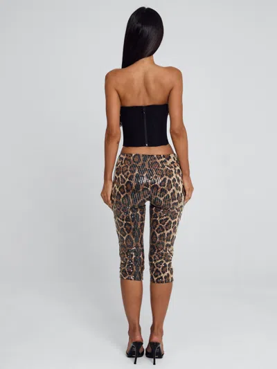 Outcast Eira Capri Pant Leopard Sequin In Black