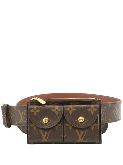 Pre-owned Louis Vuitton 2012 Monogram Pochette Duo Belt Bag In Brown