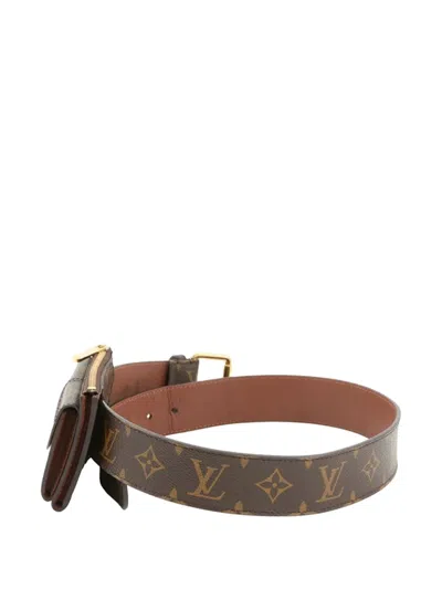 Pre-owned Louis Vuitton 2012 Monogram Pochette Duo Belt Bag In Brown