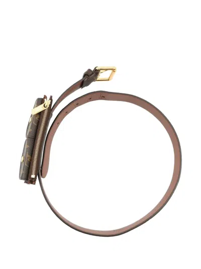Pre-owned Louis Vuitton 2012 Monogram Pochette Duo Belt Bag In Brown
