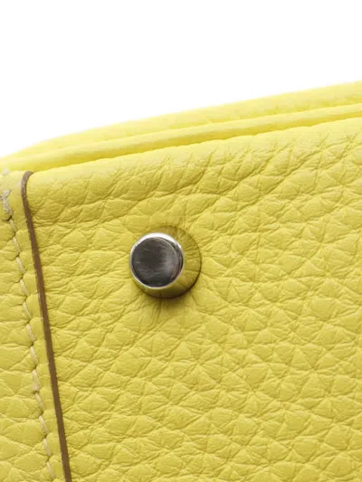 Pre-owned Hermes 2022 Mini Taurillon Clemence Lindy Satchel In Yellow