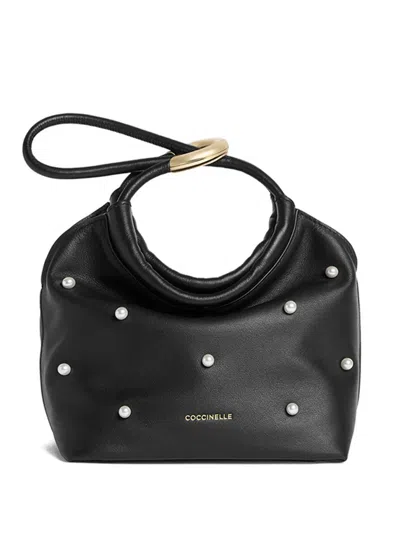 Coccinelle Small Finn Embellished Tote Bag In Black