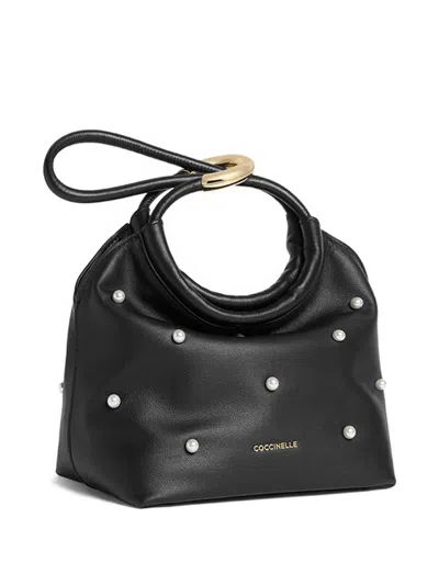 Coccinelle Small Finn Embellished Tote Bag In Black