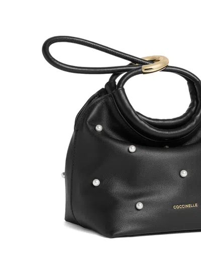 Coccinelle Small Finn Embellished Tote Bag In Black