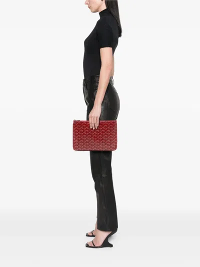 Pre-owned Goyard 2015 Ine Senat Mm Clutch Bag In Red