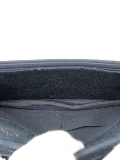 Pre-owned Chanel 2013-2014 Cc Lace Overlay Goatskin Wallet On Chain Crossbody Bag In Blue