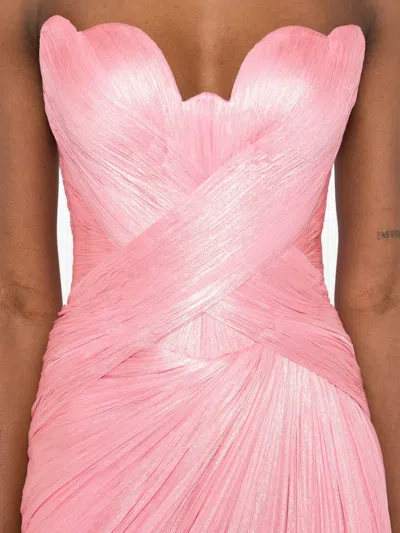 Iris Serban Luna Sweetheart-neck Metallic Maxi Dress In Pink