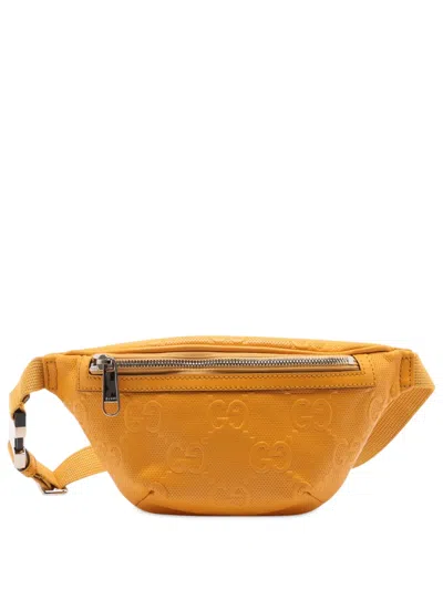 Pre-owned Gucci 2016-2025 Gg Embossed Belt Bag In Yellow