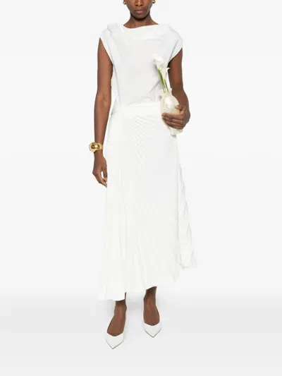 Parlor Pleated Midi Skirt In White