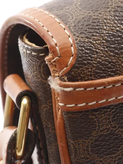 Pre-owned Celine 2000-2010 Macadam Coated Canvas Crossbody Bag In Brown