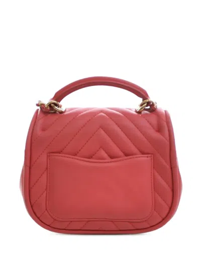 Pre-owned Chanel 2017-2018 Mini Cc Chevron Lambskin Reversed Round Flap Satchel In Pink