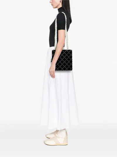 Pre-owned Chanel 2016-2017 Tweed And Resin Zipped Chain Shopping Bag Crossbody Bag In Black