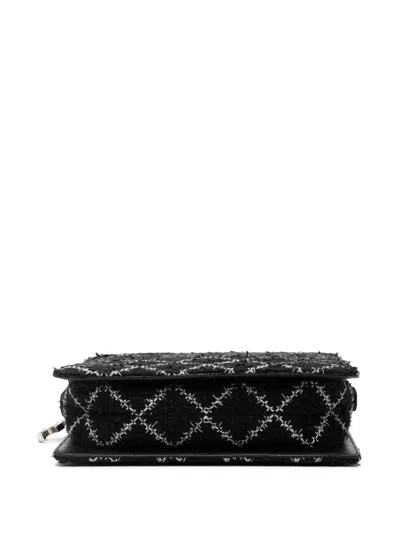 Pre-owned Chanel 2016-2017 Tweed And Resin Zipped Chain Shopping Bag Crossbody Bag In Black