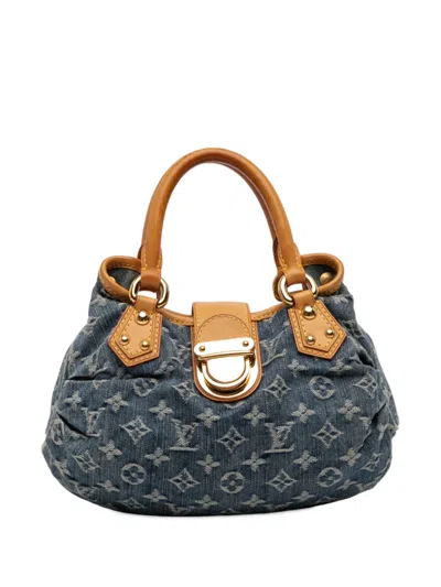 Pre-owned Louis Vuitton 2020-2025 Monogram Denim Pleaty Handbag In Blue