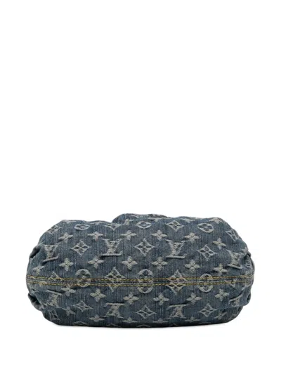 Pre-owned Louis Vuitton 2020-2025 Monogram Denim Pleaty Handbag In Blue