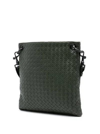 Pre-owned Bottega Veneta 2012-2025 Nappa Intrecciato Crossbody Bag In Green