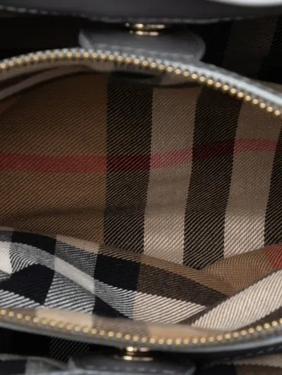 Pre-owned Burberry 2000-2017 Medium Leather And House Check Banner Satchel In Gray