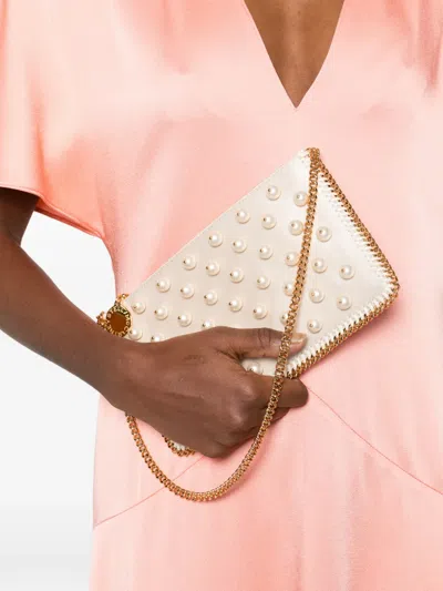 Stella Mccartney Falabella Embellished Clutch Bag In Neutral
