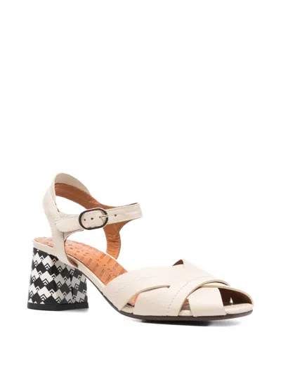 Chie Mihara Criss-cross Block-heel Sandals In Neutral