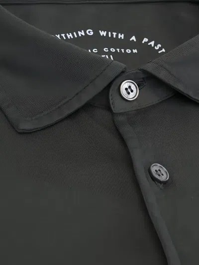 Fedeli Buttoned Collared Shirt In Black