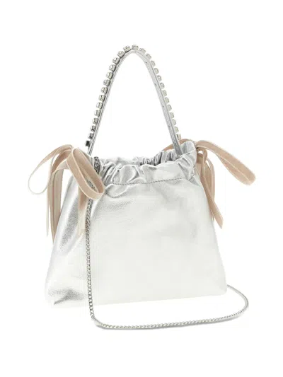 Jimmy Choo Drawstring Mini Tote Bag In Silver