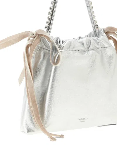 Jimmy Choo Drawstring Mini Tote Bag In Silver