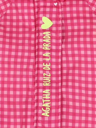 Agatha Ruiz De La Prada Gingham Hooded Puffer Coat In Pink