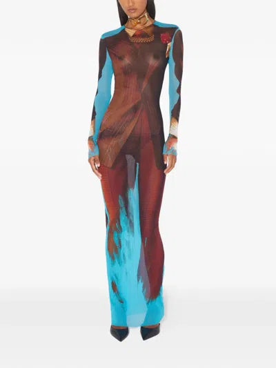 Jean Paul Gaultier Tennis Open-back Maxi Dress In Brown