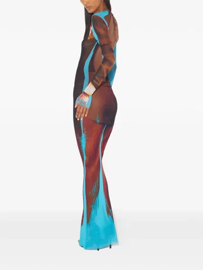 Jean Paul Gaultier Tennis Open-back Maxi Dress In Brown