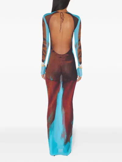 Jean Paul Gaultier Tennis Open-back Maxi Dress In Brown