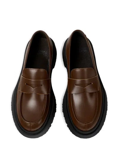Camper Walden Leather Loafers In Brown
